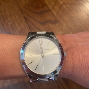 Michael Kors slim silver runway watch